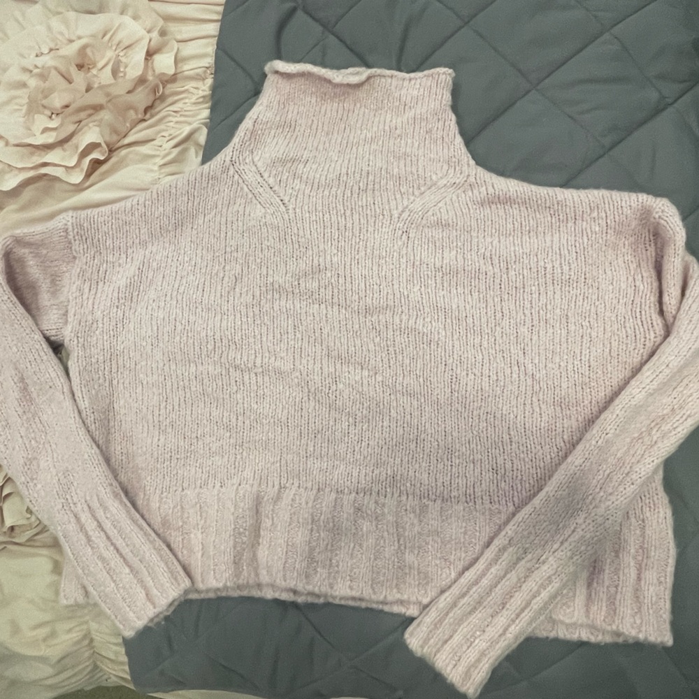 All Saints Light Pink Turtleneck Sweater